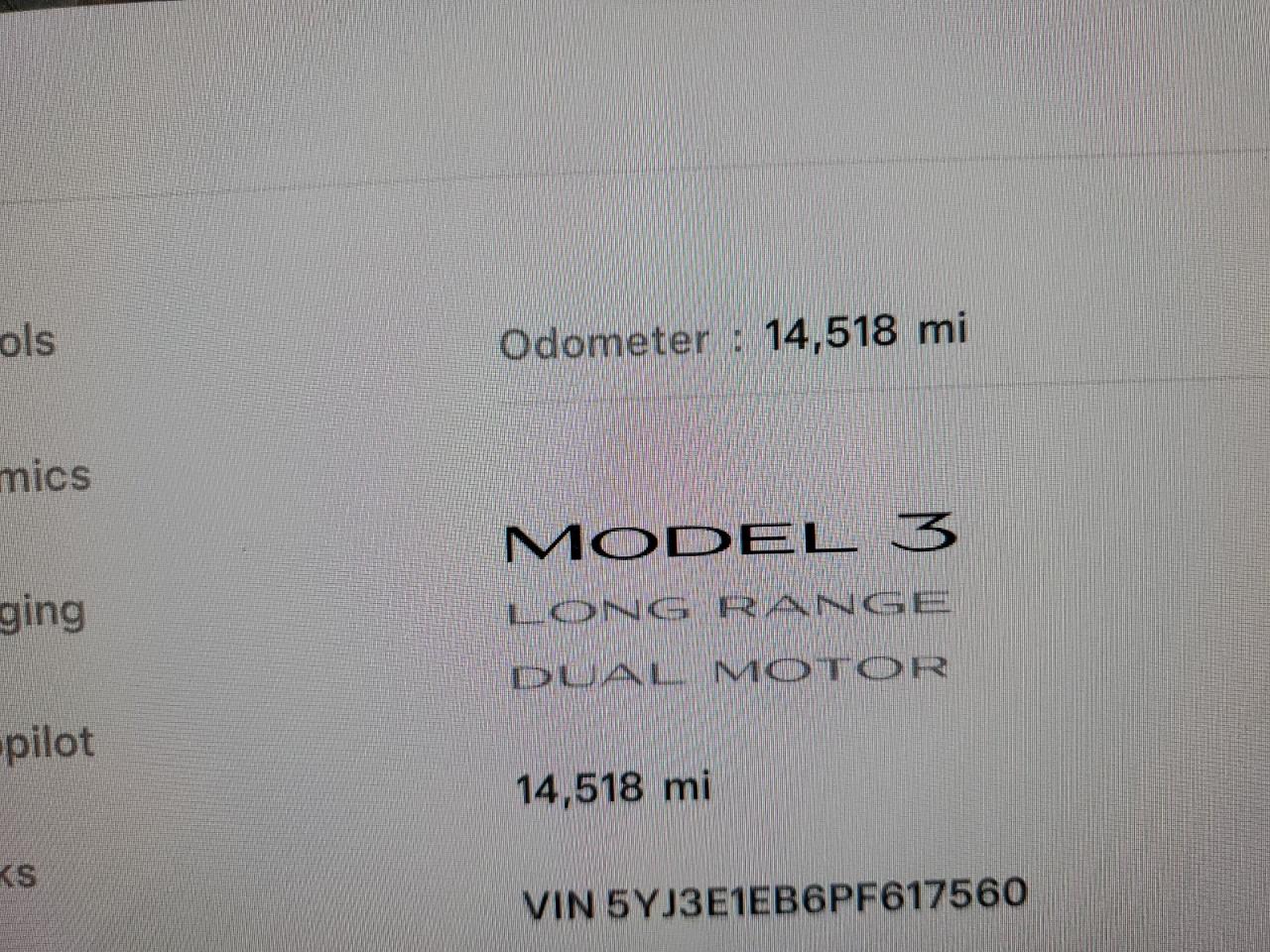 2023 TESLA MODEL 3  VIN:5YJ3E1EB6PF617560