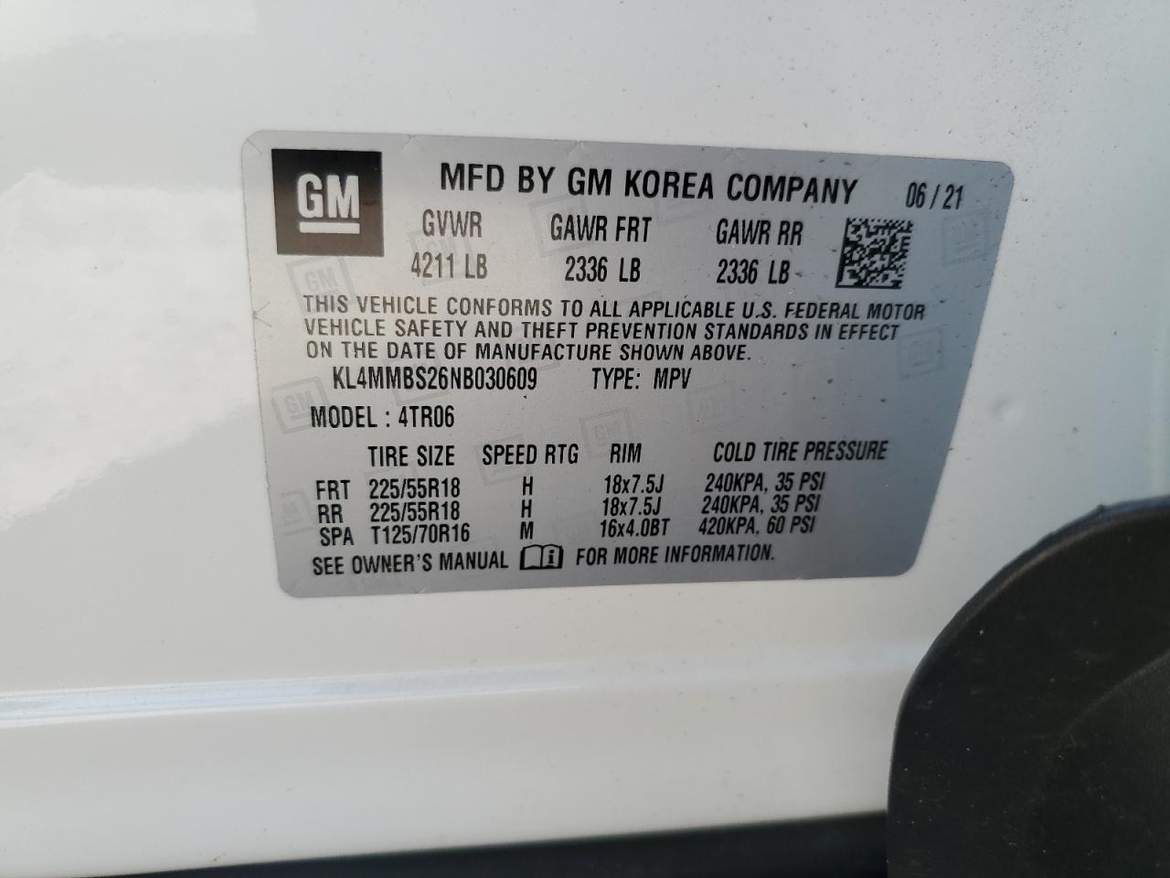 2022 BUICK ENCORE GX PREFERRED VIN:KL4MMBS26NB030609