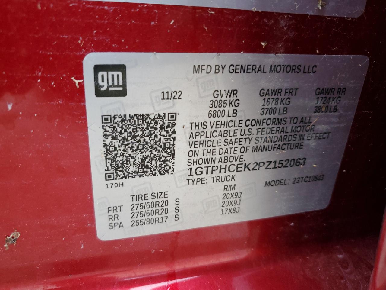 2023 GMC SIERRA C1500 ELEVATION VIN:1GTPHCEK2PZ152063