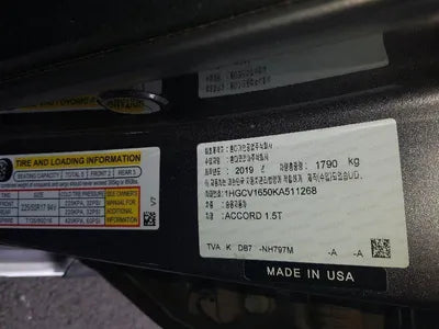 2019 Honda Accord 1HGCV1650KA511268 VIN:1HGCV1650KA511268