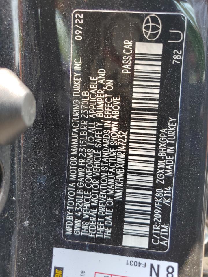 2022 TOYOTA C-HR XLE VIN:NMTKHMBX0NR147232