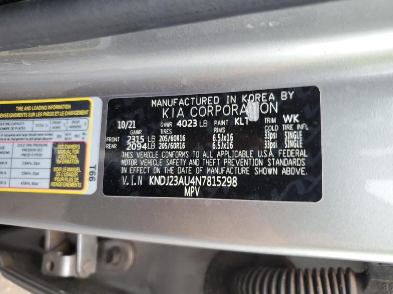 2022 KIA SOUL LX VIN:KNDJ23AU4N7815298