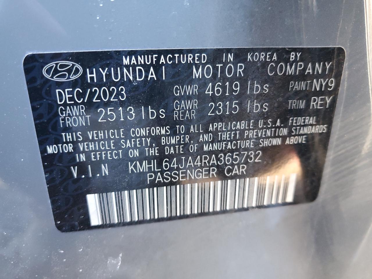 2024 HYUNDAI SONATA SEL VIN:KMHL64JA4RA365732