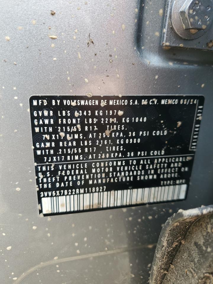 2024 VOLKSWAGEN TAOS S VIN:3VV5X7B22RM118927