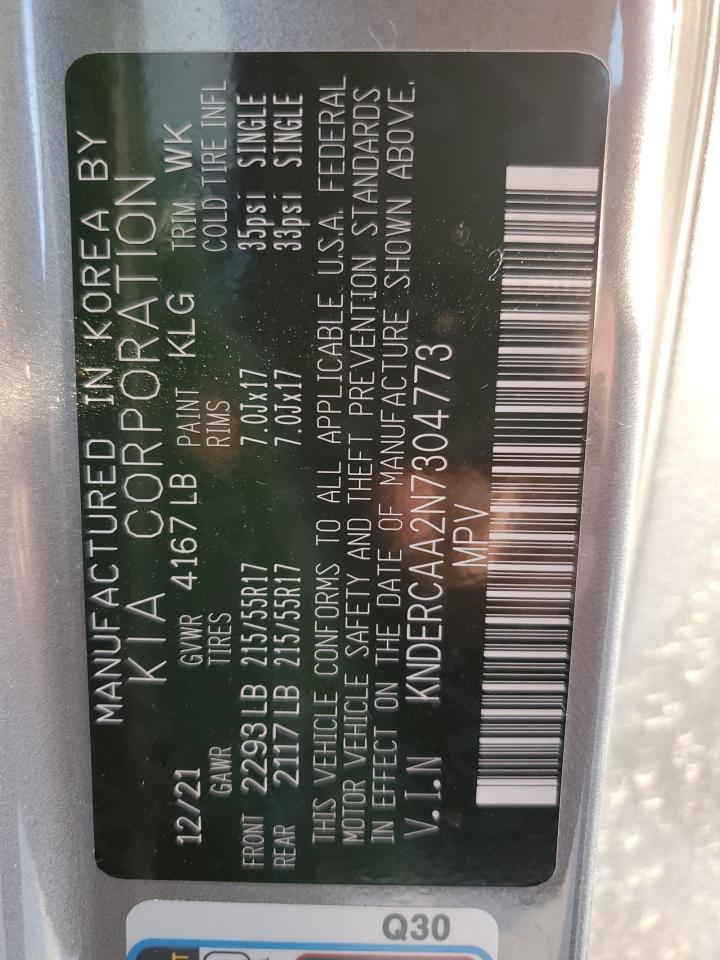 2022 KIA SELTOS EX VIN:KNDERCAA2N7304773