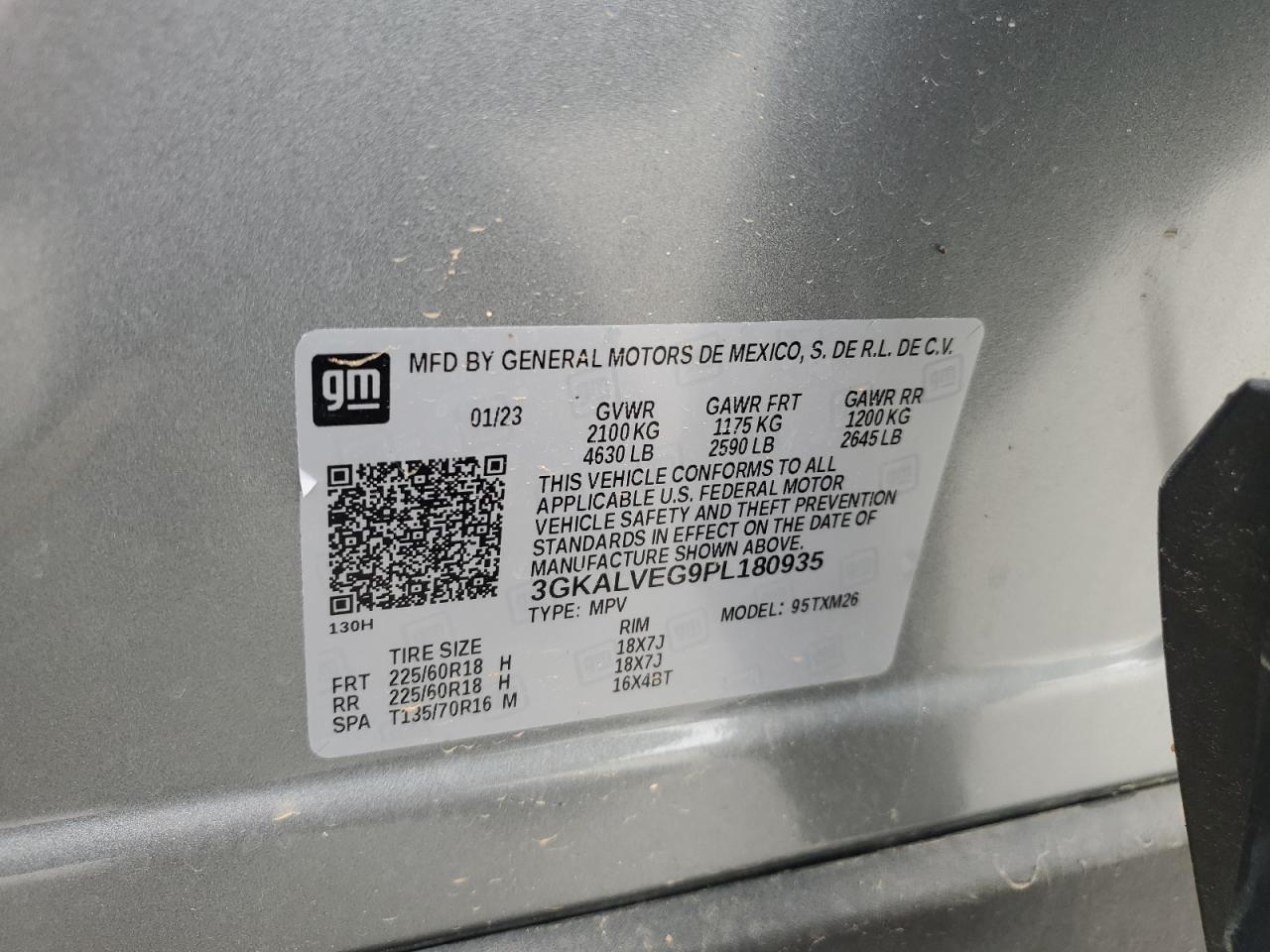 2023 GMC TERRAIN SLT VIN:3GKALVEG9PL180935