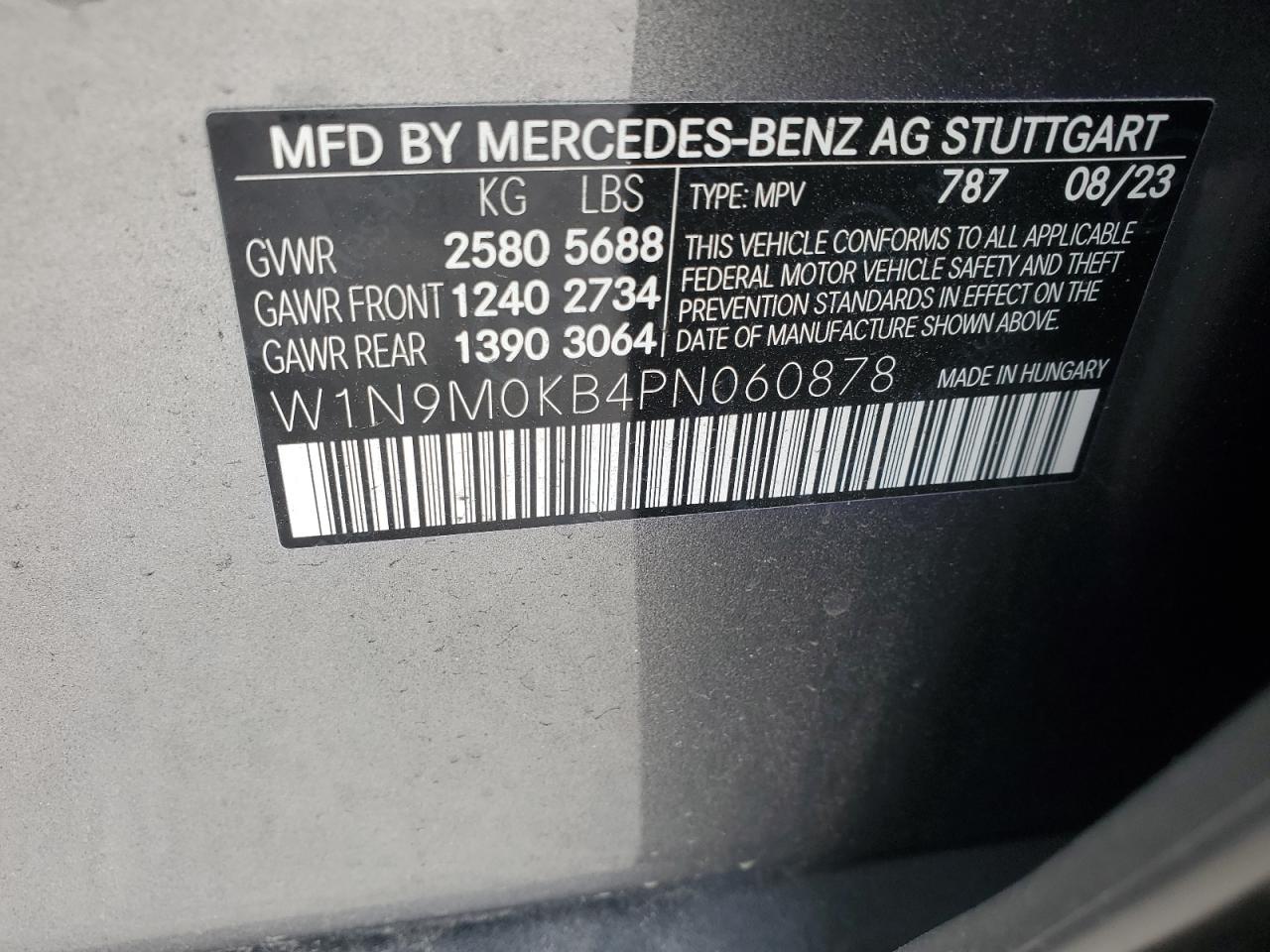 2023 MERCEDES-BENZ EQB 300 4MATIC VIN:W1N9M0KB4PN060878