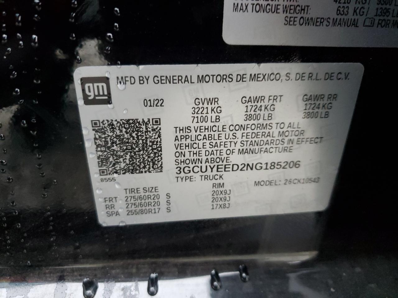 2022 CHEVROLET SILVERADO LTD K1500 RST VIN:3GCUYEED2NG185206