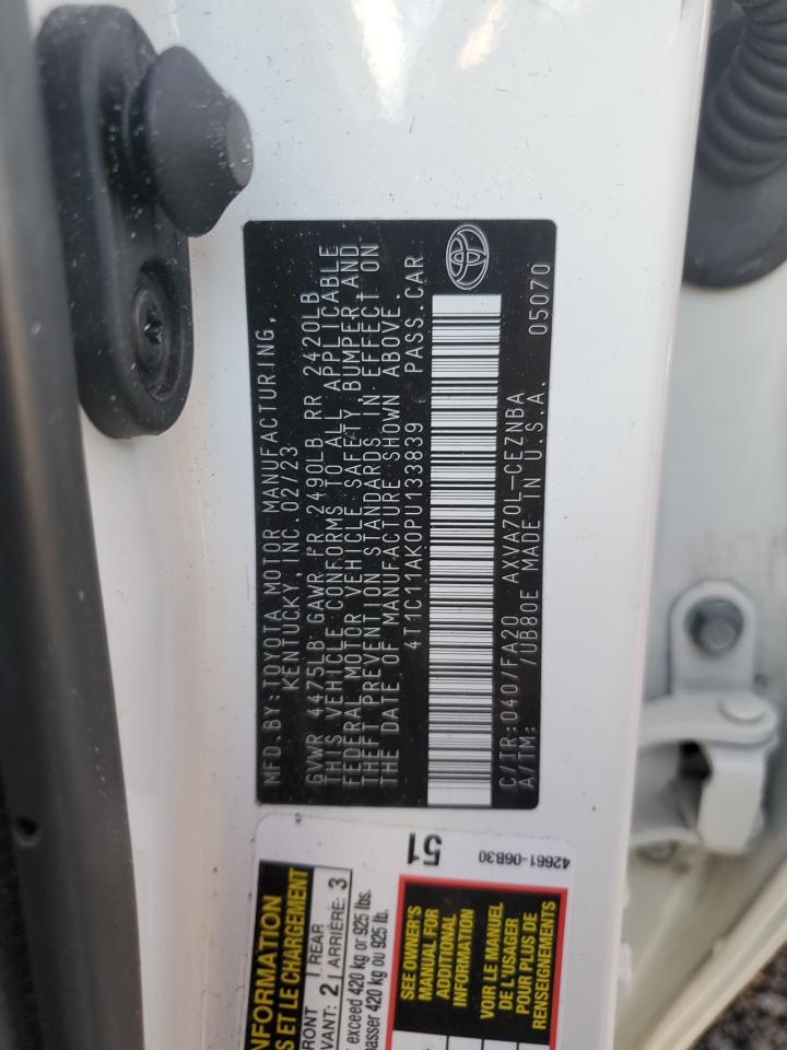 2023 TOYOTA CAMRY LE VIN:4T1C11AK0PU133839