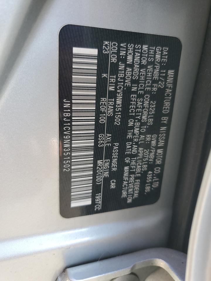 2022 NISSAN ROGUE SPORT SL VIN:JN1BJ1CV9NW351502
