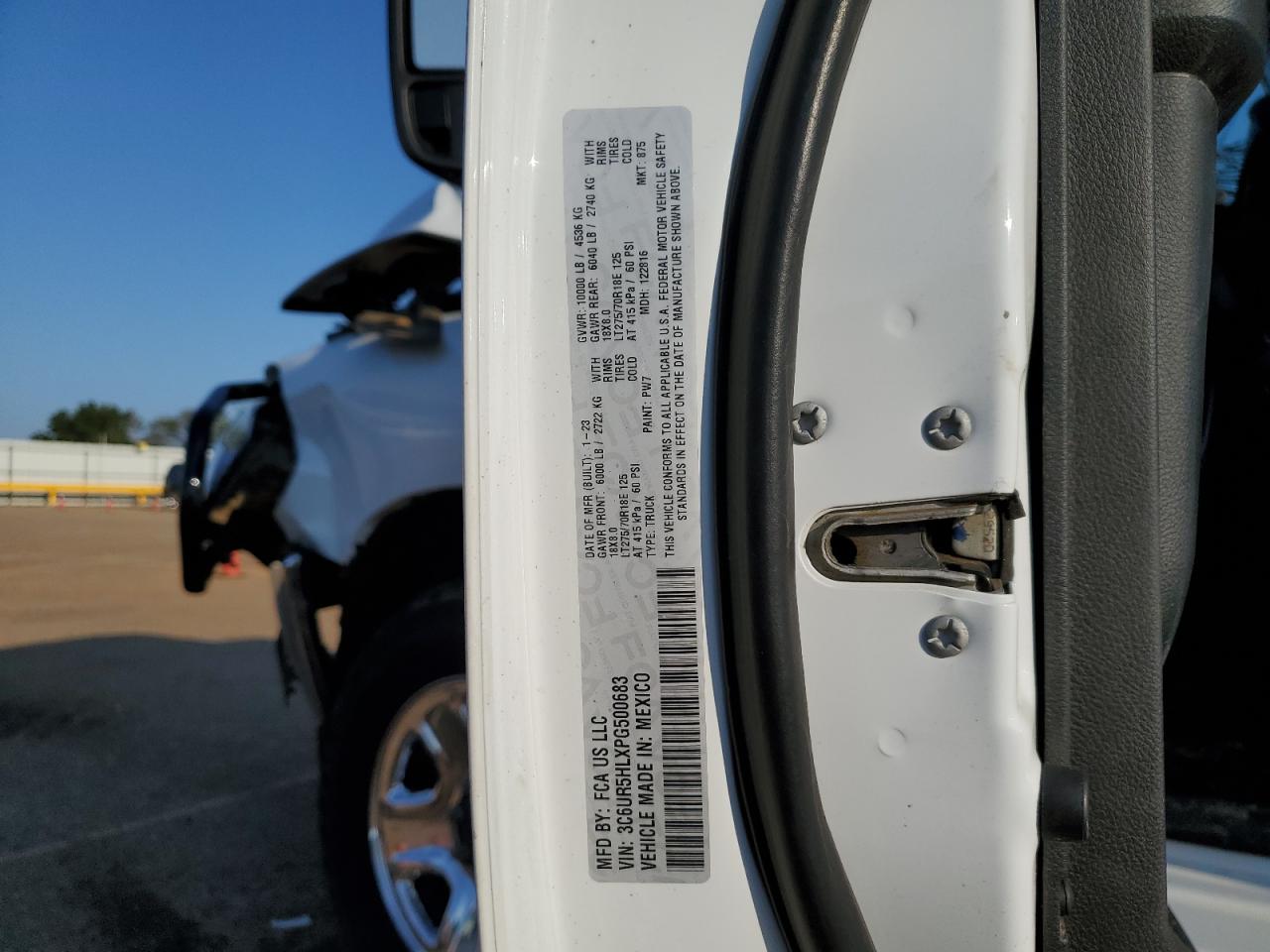 2023 RAM 2500 TRADESMAN VIN:3C6UR5HLXPG500683