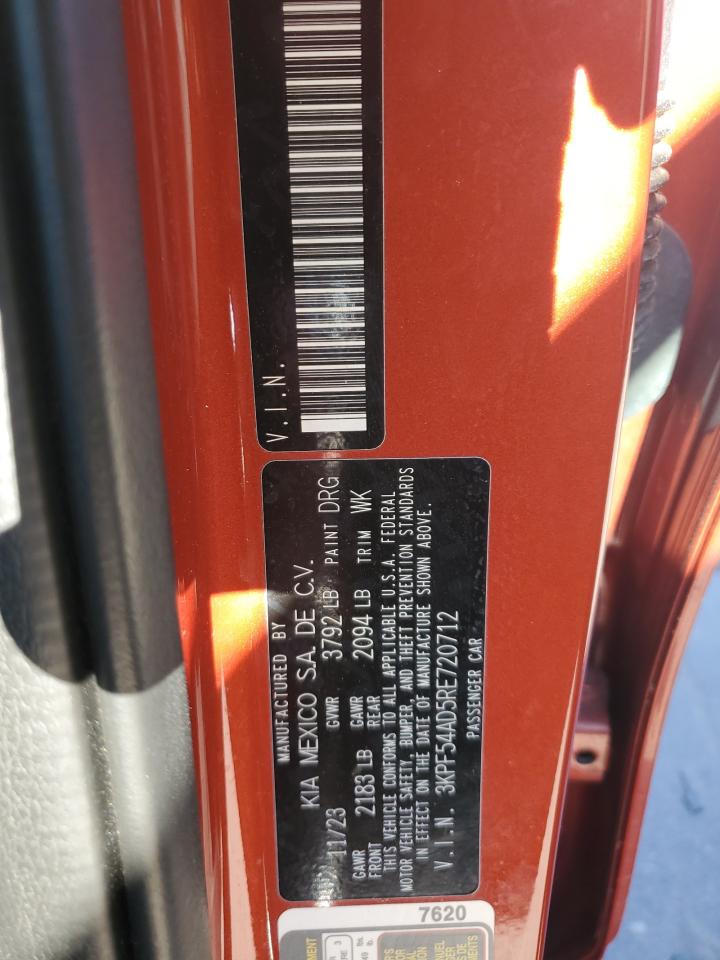 2024 KIA FORTE GT LINE VIN:3KPF54AD5RE720712