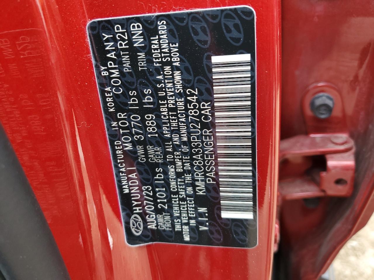2023 HYUNDAI VENUE SEL VIN:KMHRC8A33PU278542