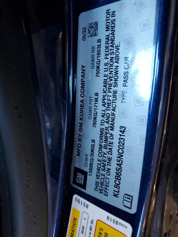 2022 CHEVROLET SPARK LS VIN:KL8CB6SA5NC023143