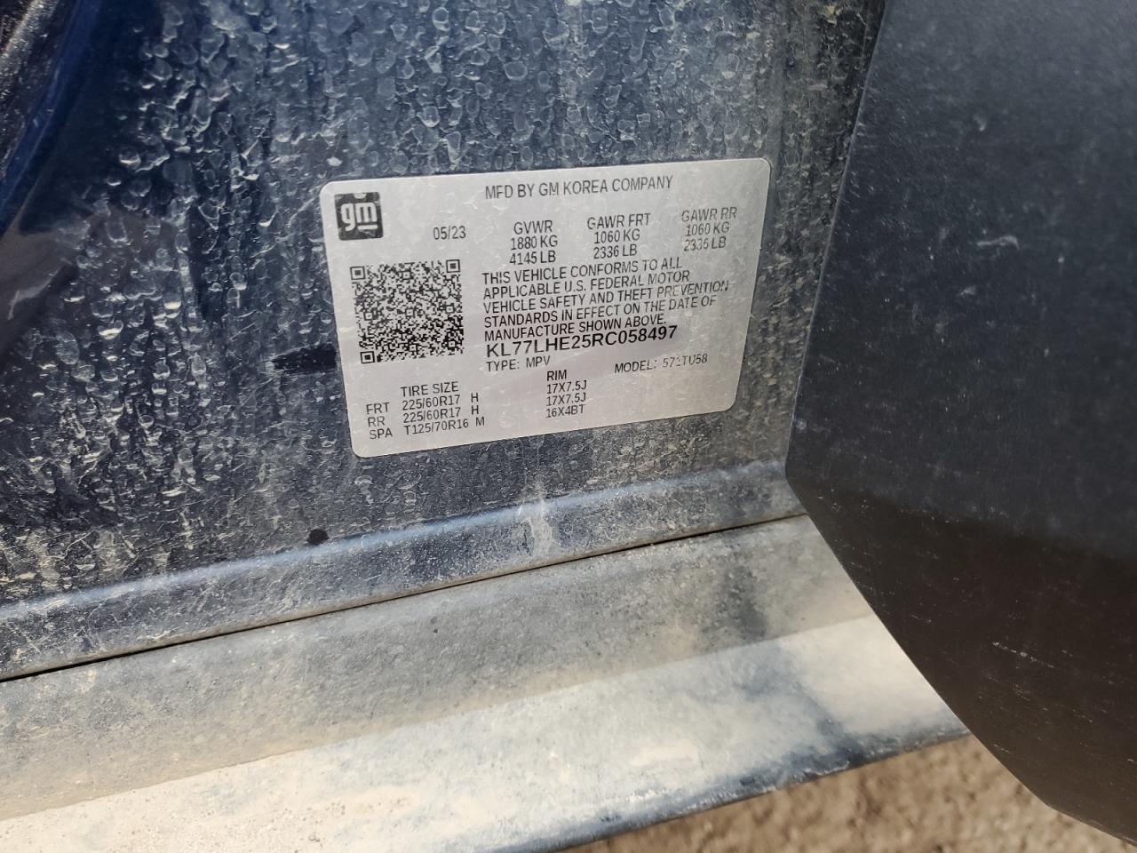 2024 CHEVROLET TRAX 1LT VIN:KL77LHE25RC058497