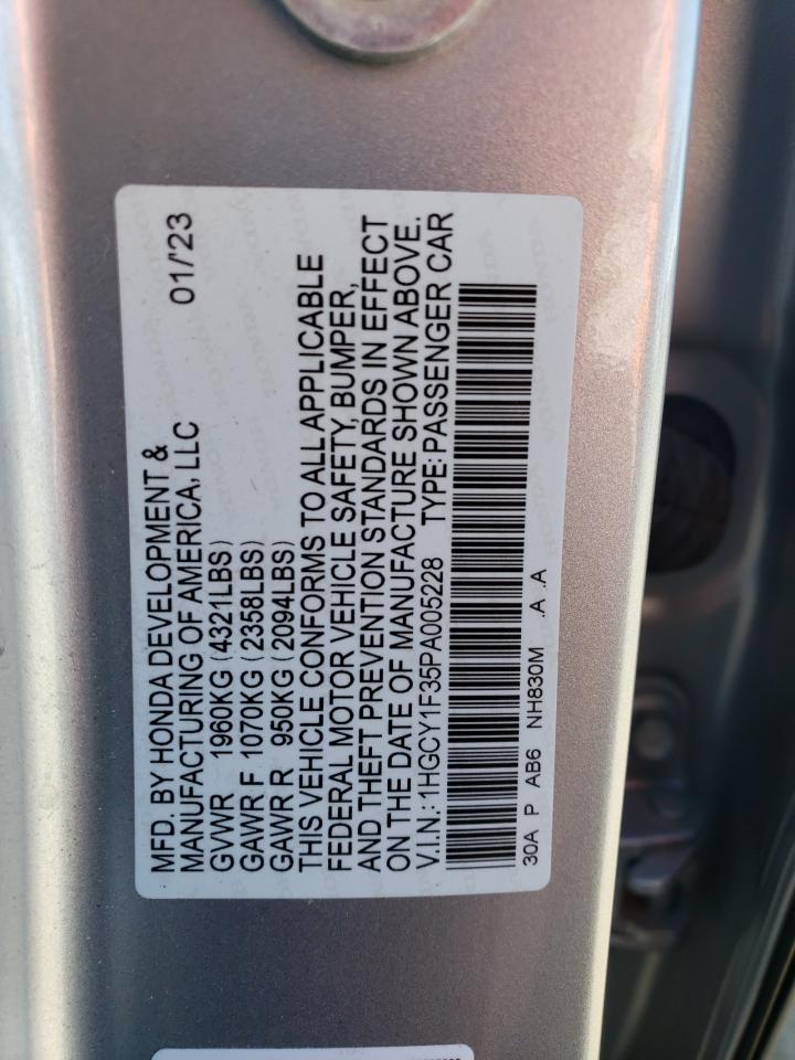 2023 HONDA ACCORD EX VIN:1HGCY1F35PA005228