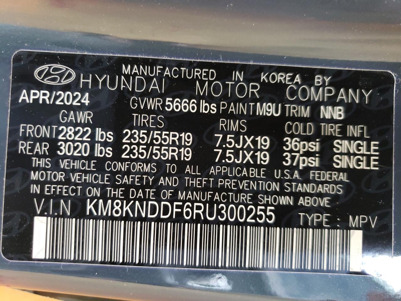 2024 HYUNDAI IONIQ 5 SEL VIN:KM8KNDDF6RU300255