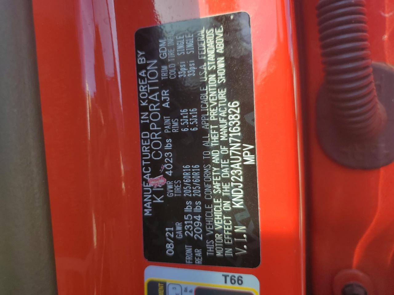 2022 KIA SOUL LX VIN:KNDJ23AU7N7163826