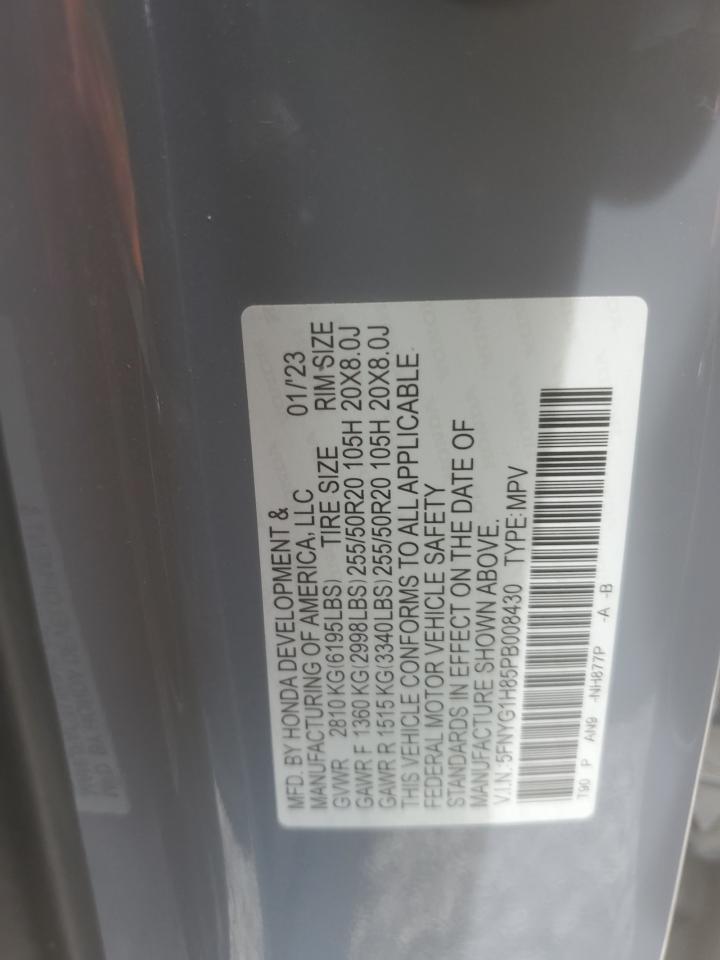 2023 HONDA PILOT ELITE VIN:5FNYG1H85PB008430