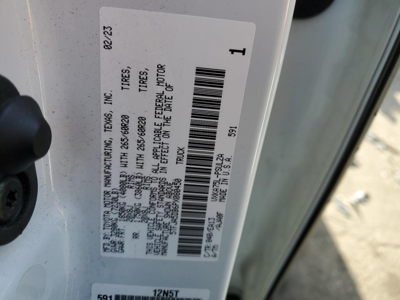 2023 TOYOTA TUNDRA CREWMAX LIMITED VIN:5TFJA5DB6PX080450