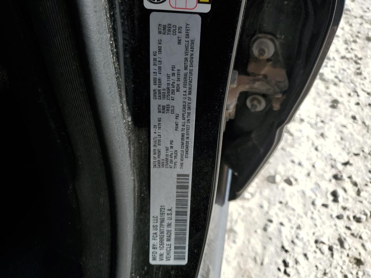 2023 RAM 1500 TRADESMAN VIN:1C6RRENT7PN619731