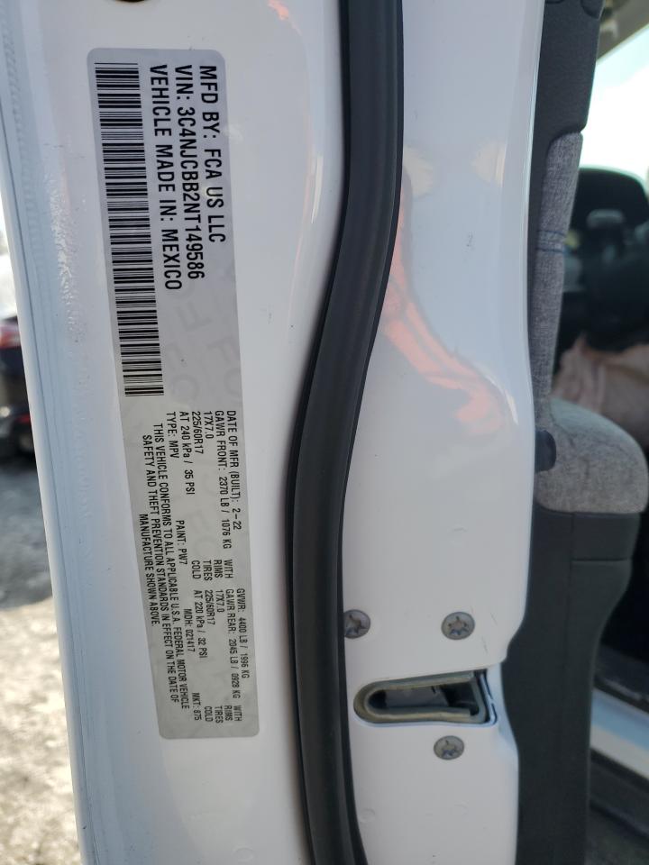 2022 JEEP COMPASS LATITUDE VIN:3C4NJCBB2NT149586
