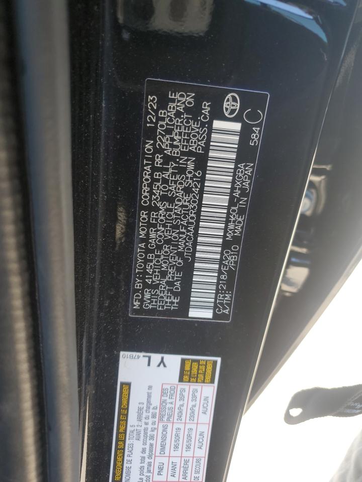 2024 TOYOTA PRIUS LE VIN:JTDACAAU0R3024216