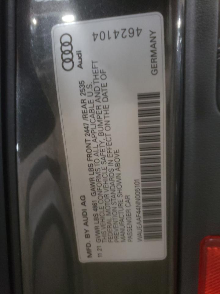 2022 AUDI A4 PREMIUM PLUS 45 VIN:WAUEAAF44NN005101