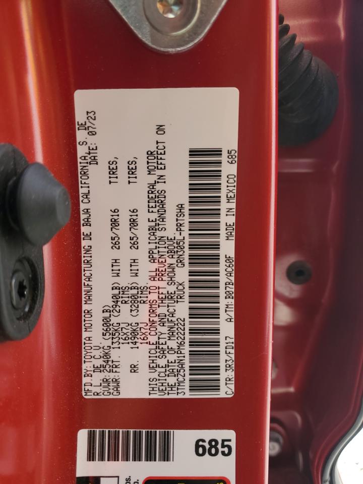2023 TOYOTA TACOMA DOUBLE CAB VIN:3TMCZ5AN1PM622222