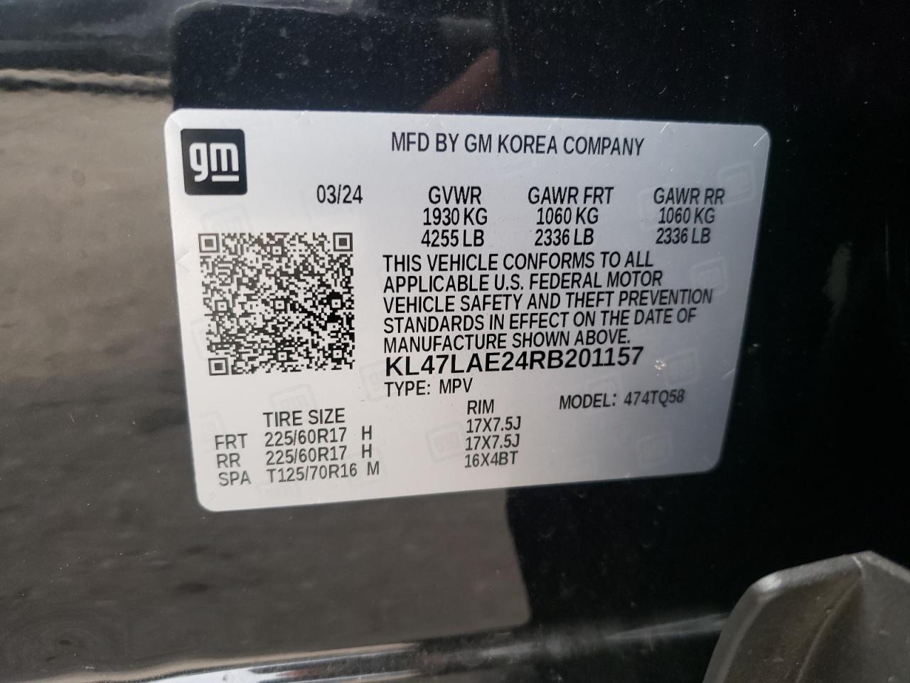 2024 BUICK ENVISTA PREFERRED VIN:KL47LAE24RB201157