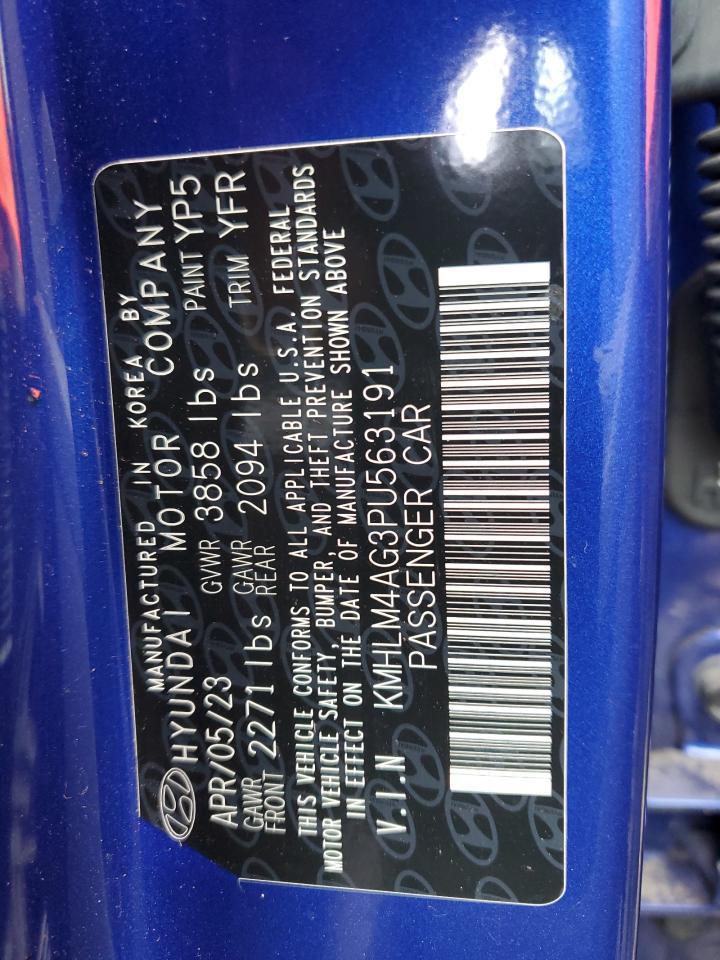 2023 HYUNDAI ELANTRA SEL VIN:KMHLM4AG3PU563191