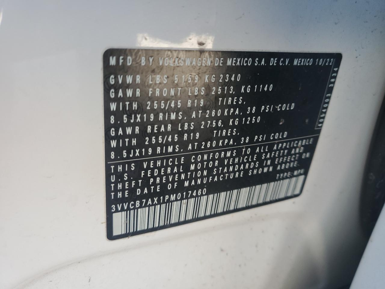 2023 VOLKSWAGEN TIGUAN SE R-LINE BLACK VIN:3VVCB7AX1PM017460