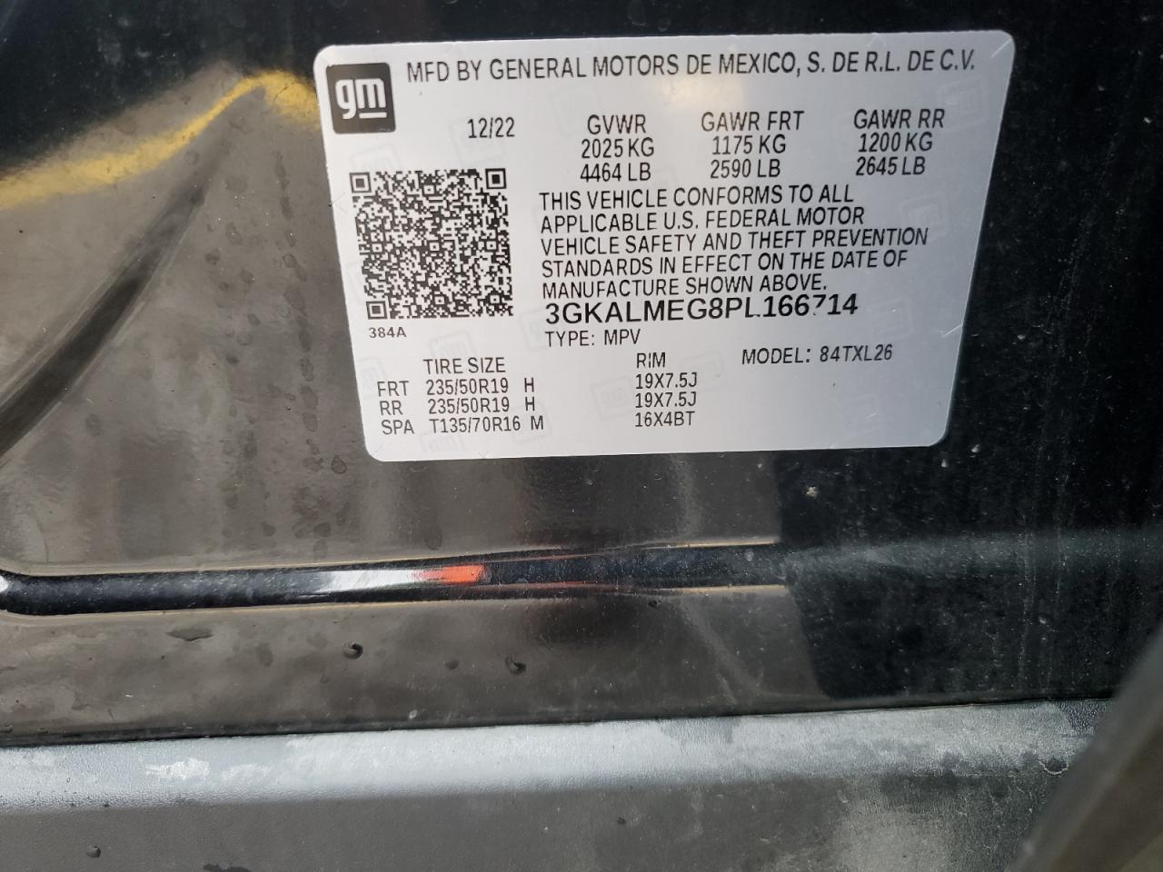 2023 GMC TERRAIN SLE VIN:3GKALMEG8PL166714