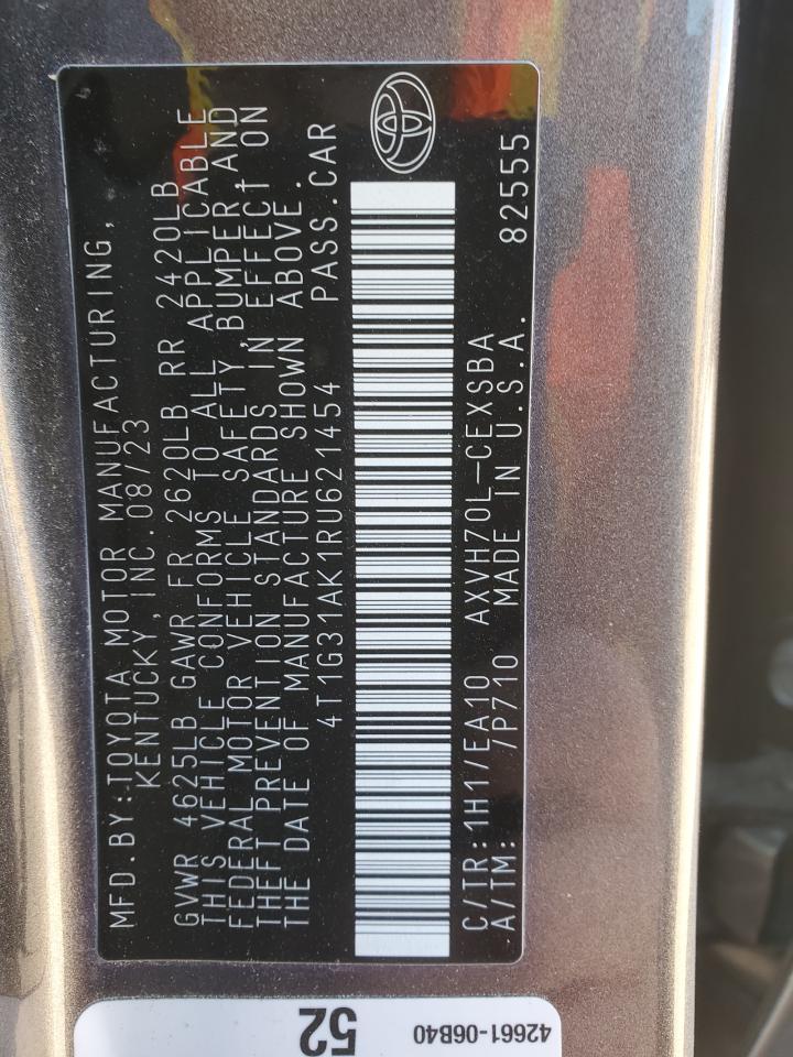 2024 TOYOTA CAMRY SE NIGHT SHADE VIN:4T1G31AK1RU621454