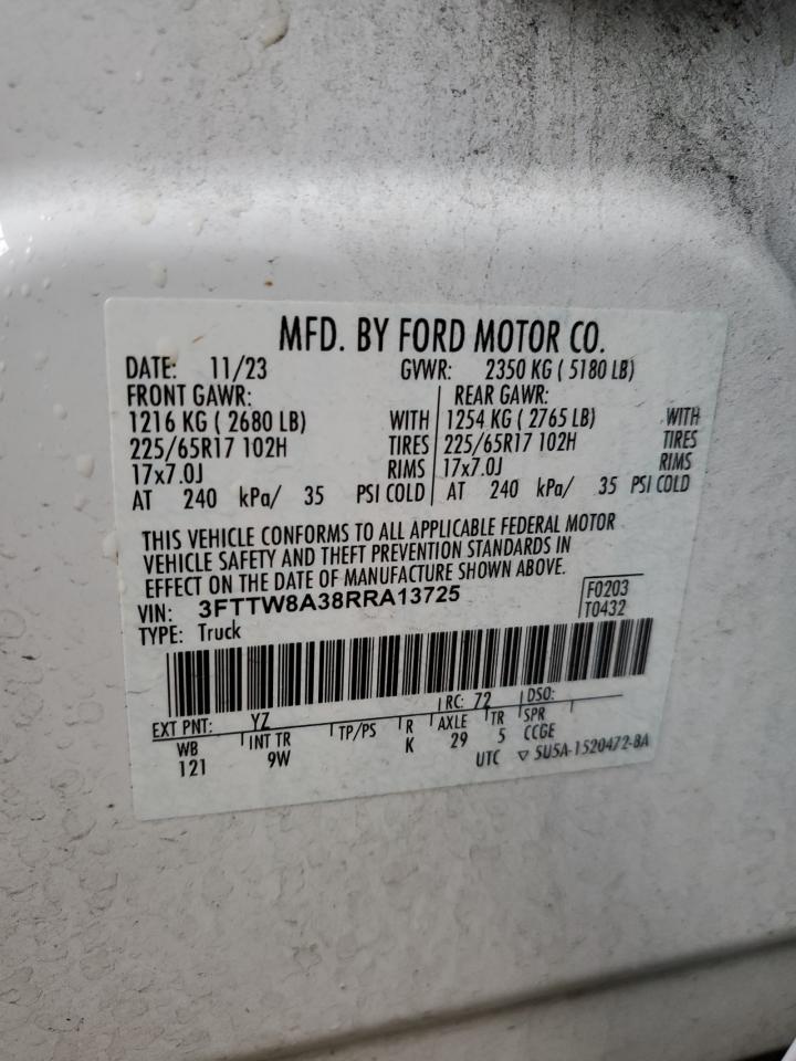 2024 FORD MAVERICK XL VIN:3FTTW8A38RRA13725