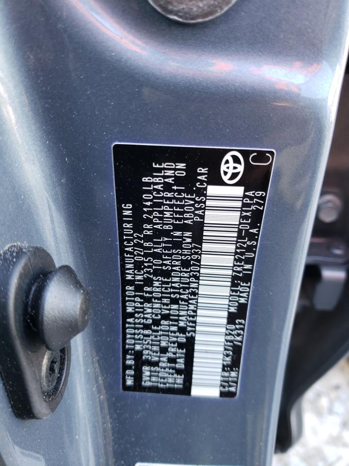 2022 TOYOTA COROLLA LE VIN:5YFEPMAE3NP307937