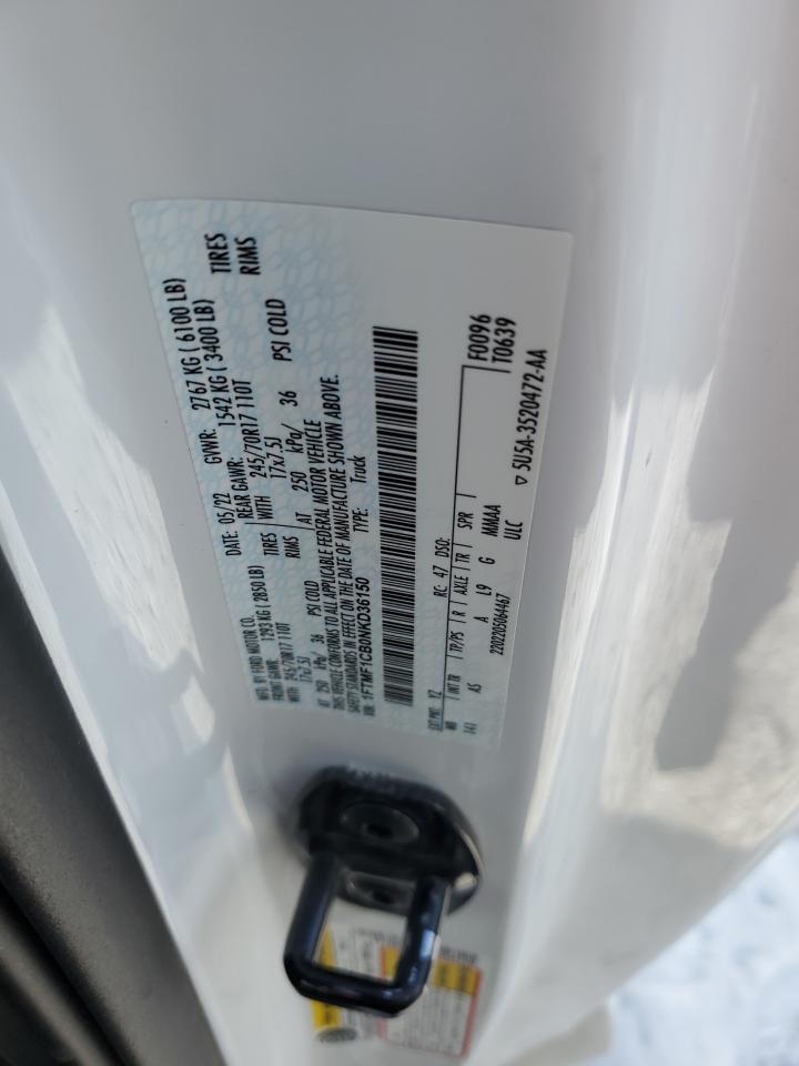 2022 FORD F150  VIN:1FTMF1CB0NKD36150