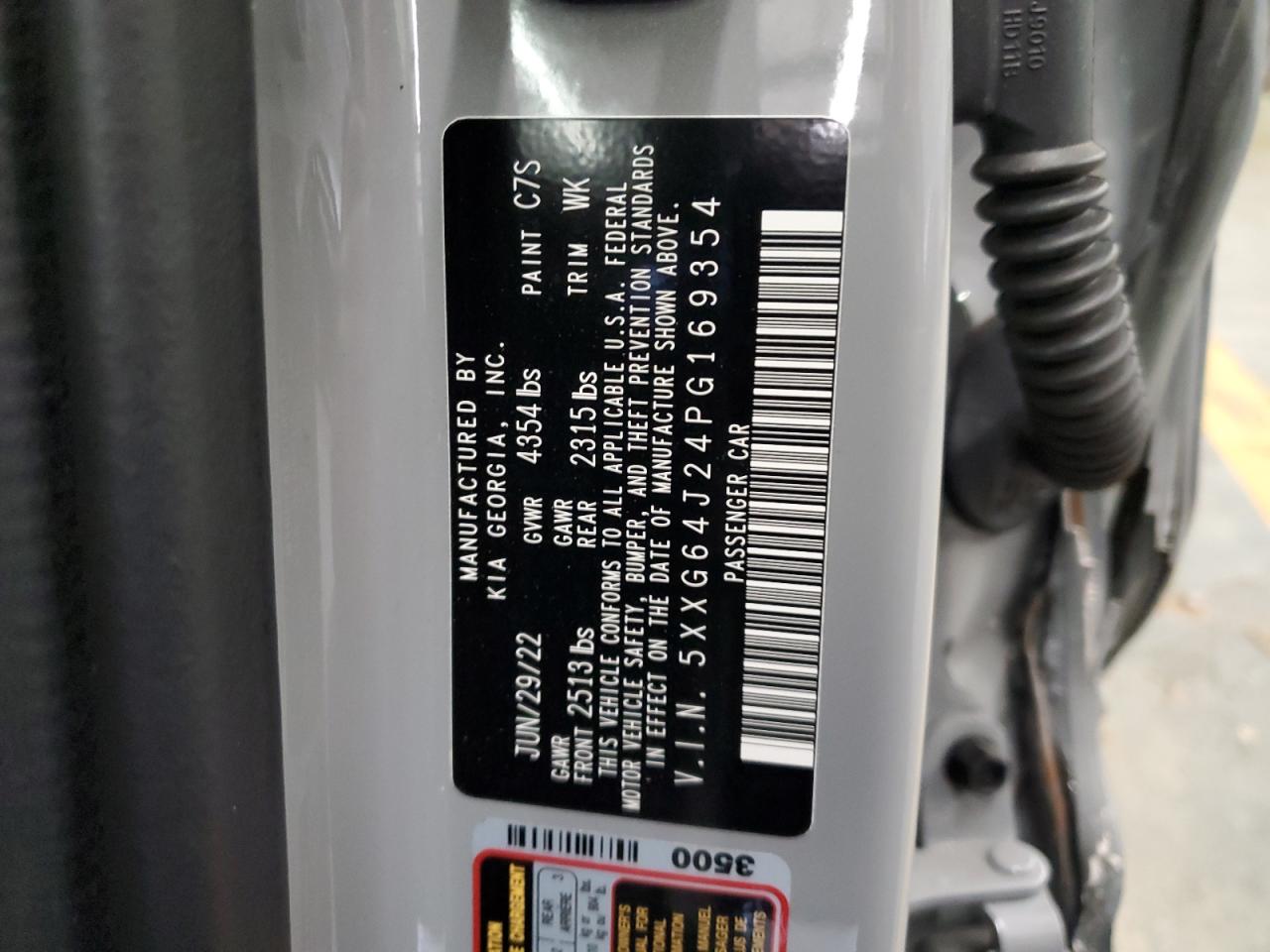 2023 KIA K5 GT LINE VIN:5XXG64J24PG169354