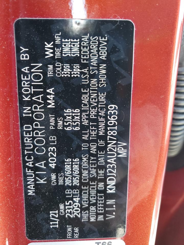 2022 KIA SOUL LX VIN:KNDJ23AU2N7819639