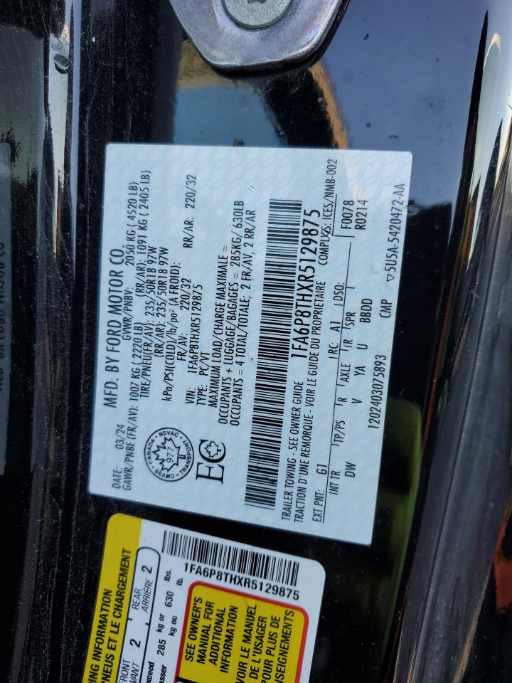 2024 FORD MUSTANG  VIN:1FA6P8THXR5129875