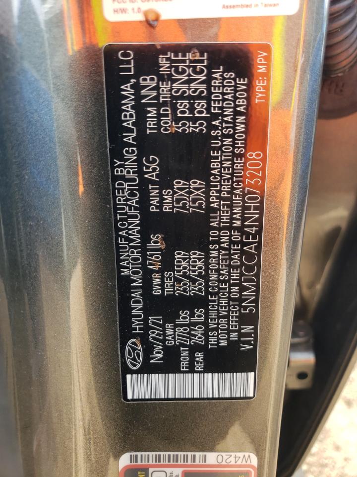 2022 HYUNDAI TUCSON SEL VIN:5NMJCCAE4NH073208