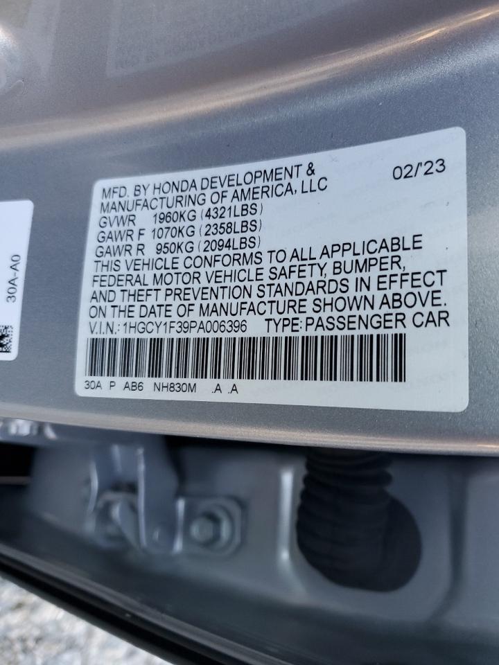 2023 HONDA ACCORD EX VIN:1HGCY1F39PA006396