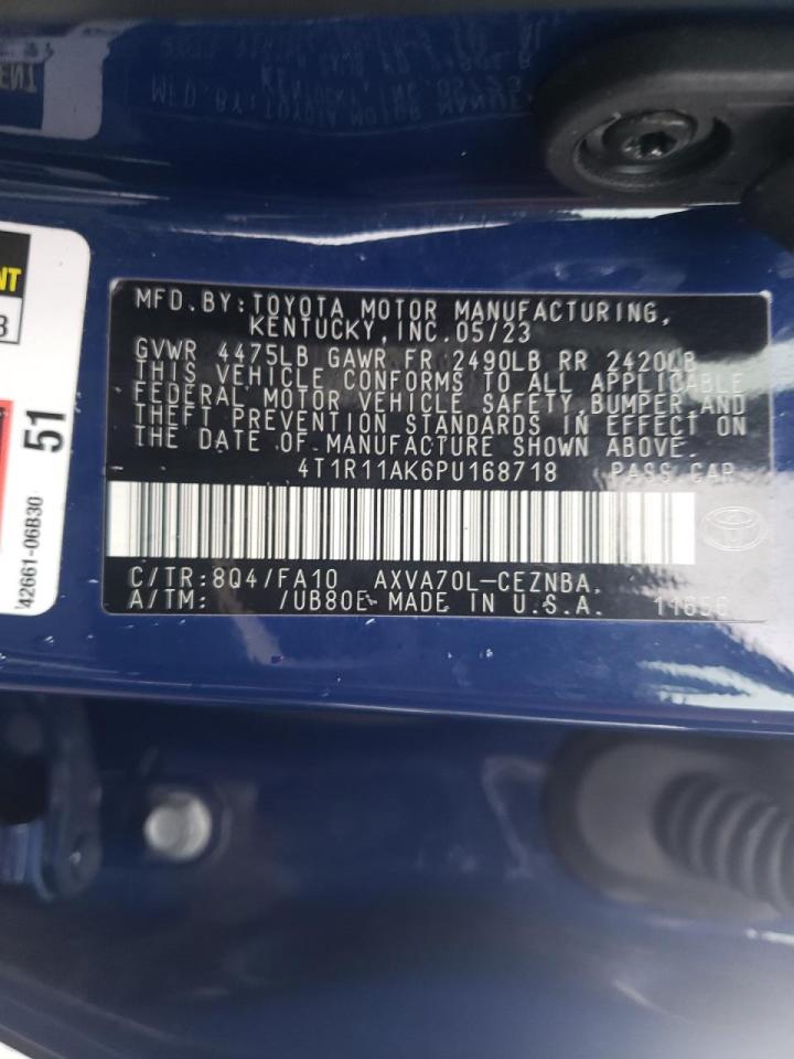 2023 TOYOTA CAMRY LE VIN:4T1R11AK6PU168718