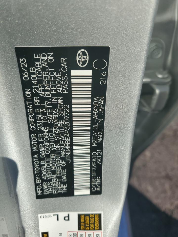 2023 TOYOTA COROLLA SE VIN:JTND4MBE4P3209722