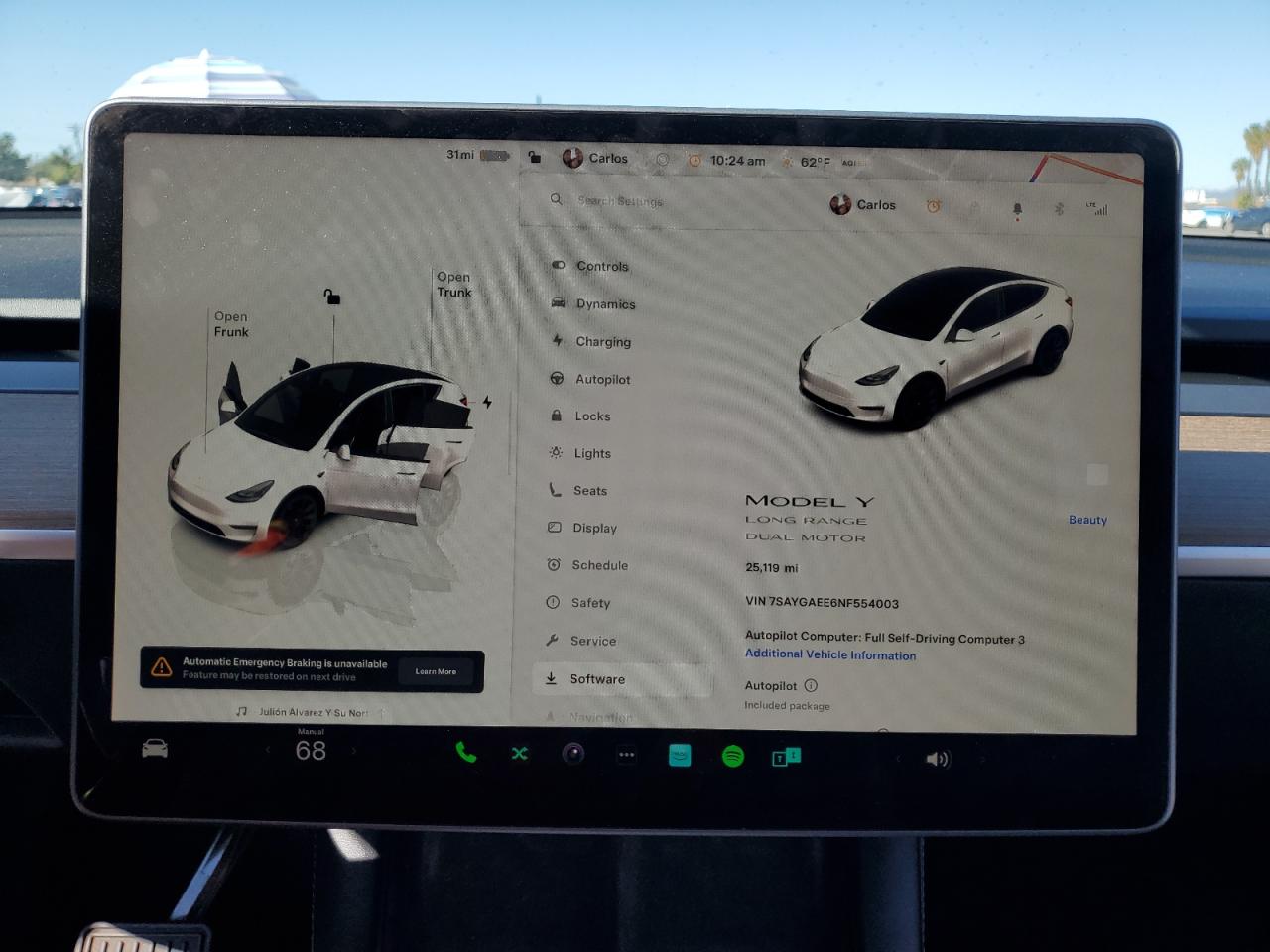 2022 TESLA MODEL Y  VIN:7SAYGAEE6NF554003