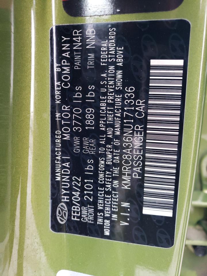 2022 HYUNDAI VENUE SEL VIN:KMHRC8A36NU171336