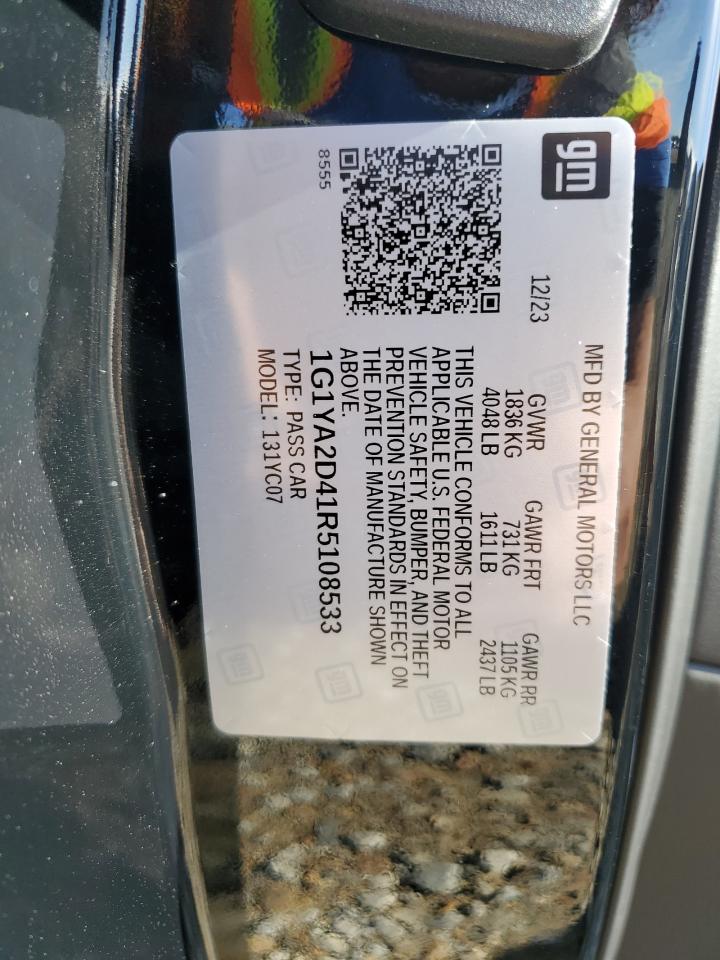 2024 CHEVROLET CORVETTE STINGRAY 1LT VIN:1G1YA2D41R5108533