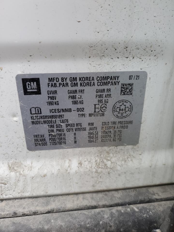 2022 CHEVROLET TRAX LS VIN:KL7CJNSM9NB501887