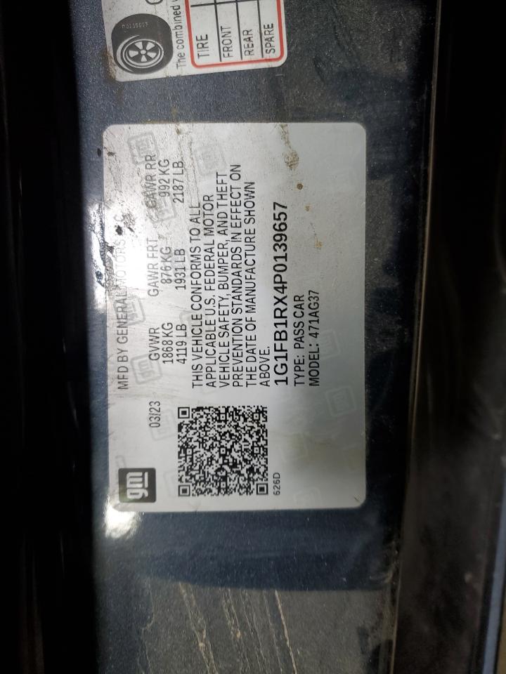 2023 CHEVROLET CAMARO LS VIN:1G1FB1RX4P0139657