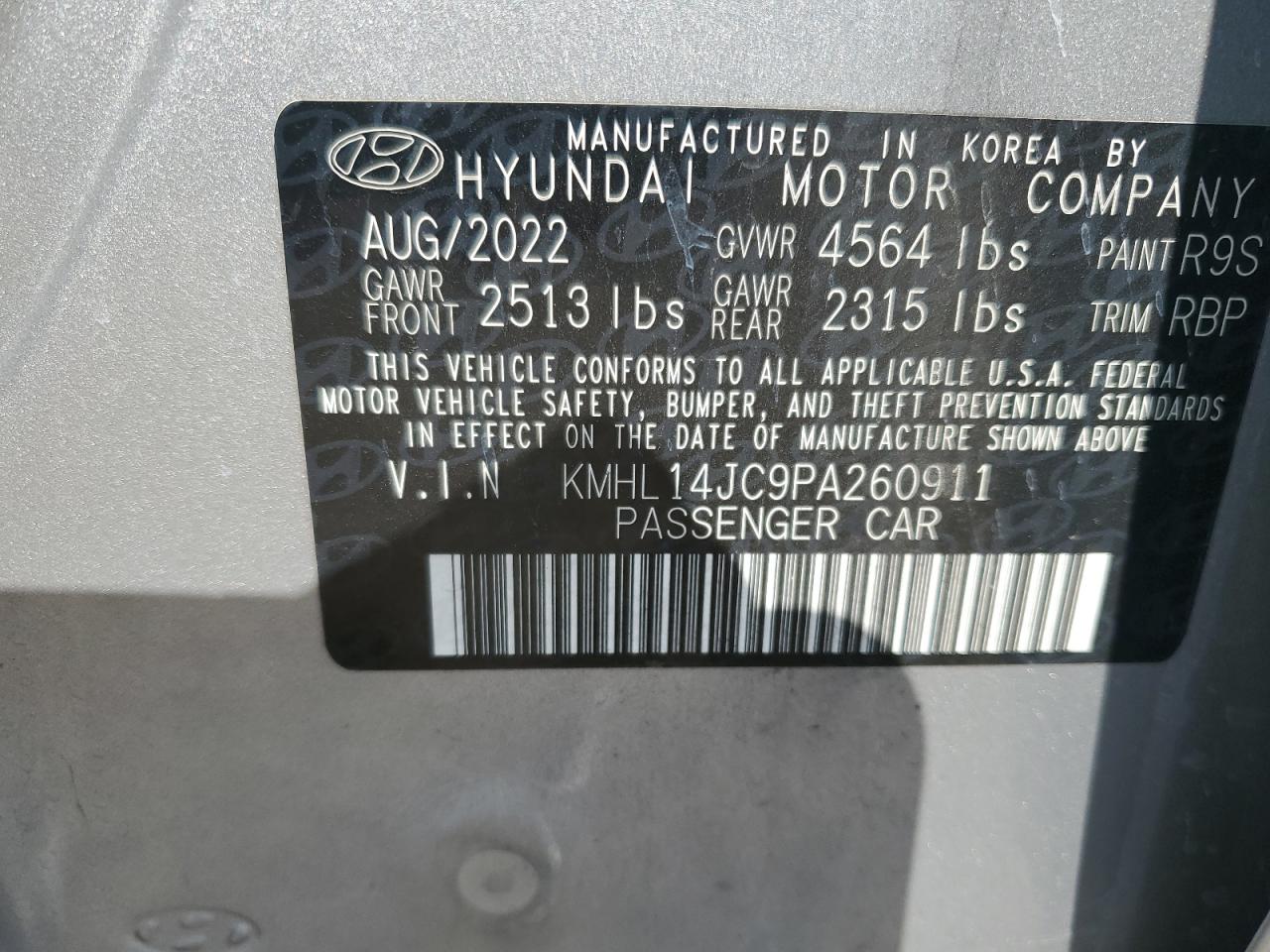 2023 HYUNDAI SONATA N LINE VIN:KMHL14JC9PA260911